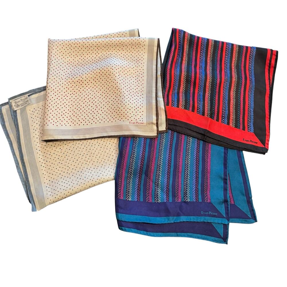 Evan Picone 4 Vintage Square 17x17 Silk Scarfs
